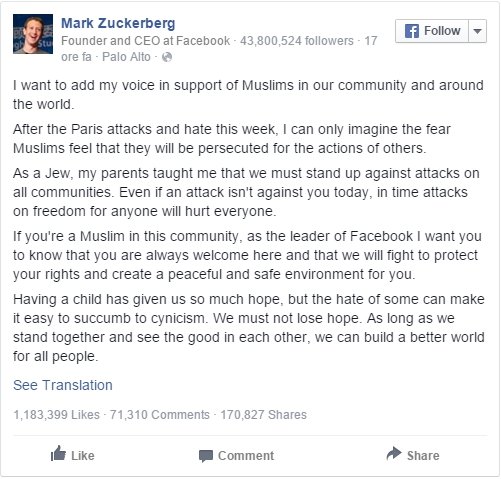 Mark Zuckerberg su Twitter