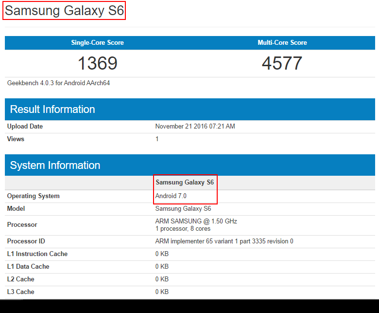 Samsung Galaxy S6 Android Nougat 1