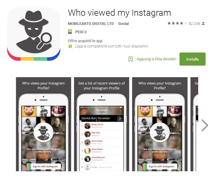 Who viewed my Instagram, applicazione per Android