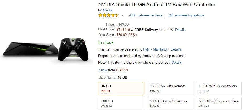 Nvidia shield offerta amazon