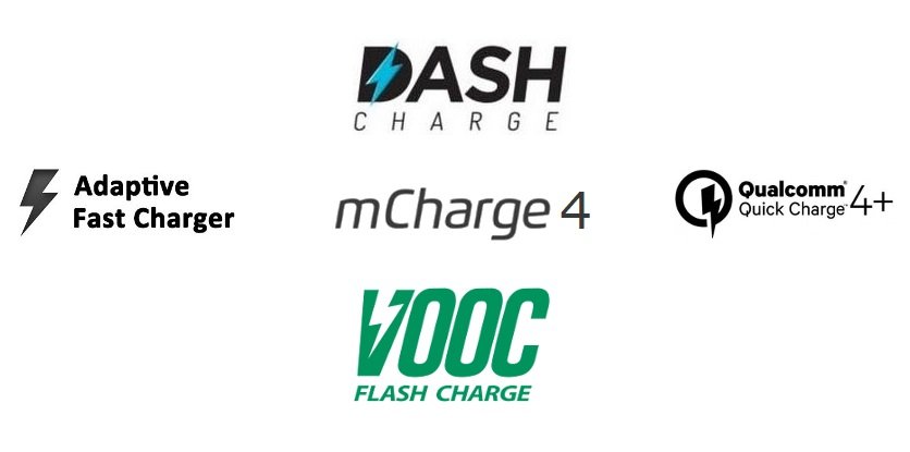 dash charge vooc quick charge mcharge adaptive fast charge