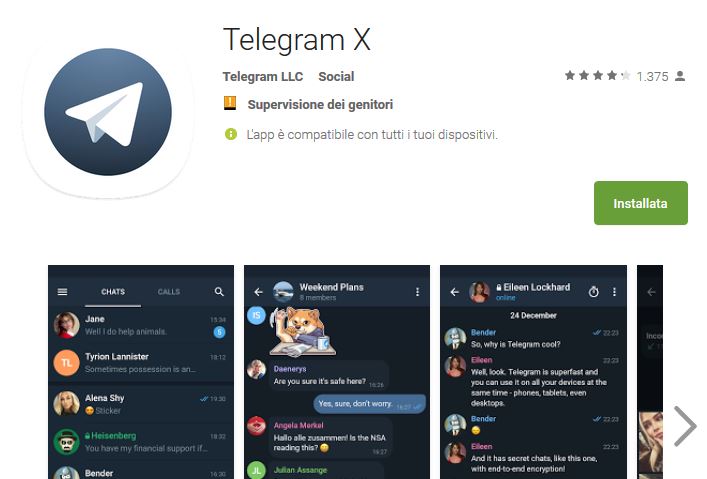 play store telegram x