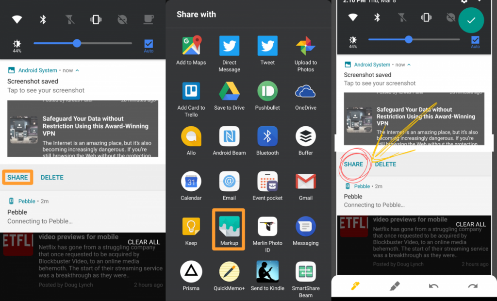 google android p screenshot markup