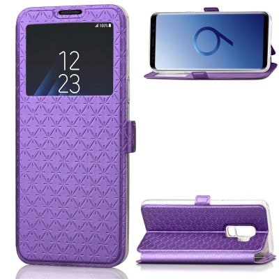 Window PU Leather Cover Case for Samsung Galaxy S9 Plus
