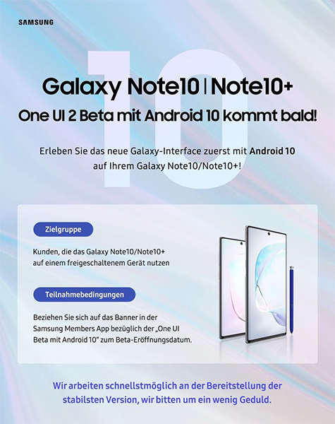 samsung galaxy note 10 one ui 2.0 beta android 10
