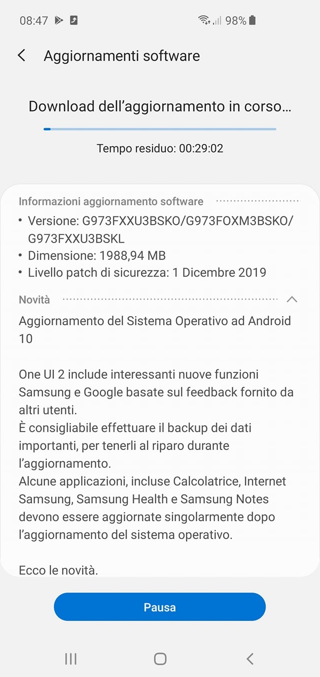samsung galaxy s10 android 10